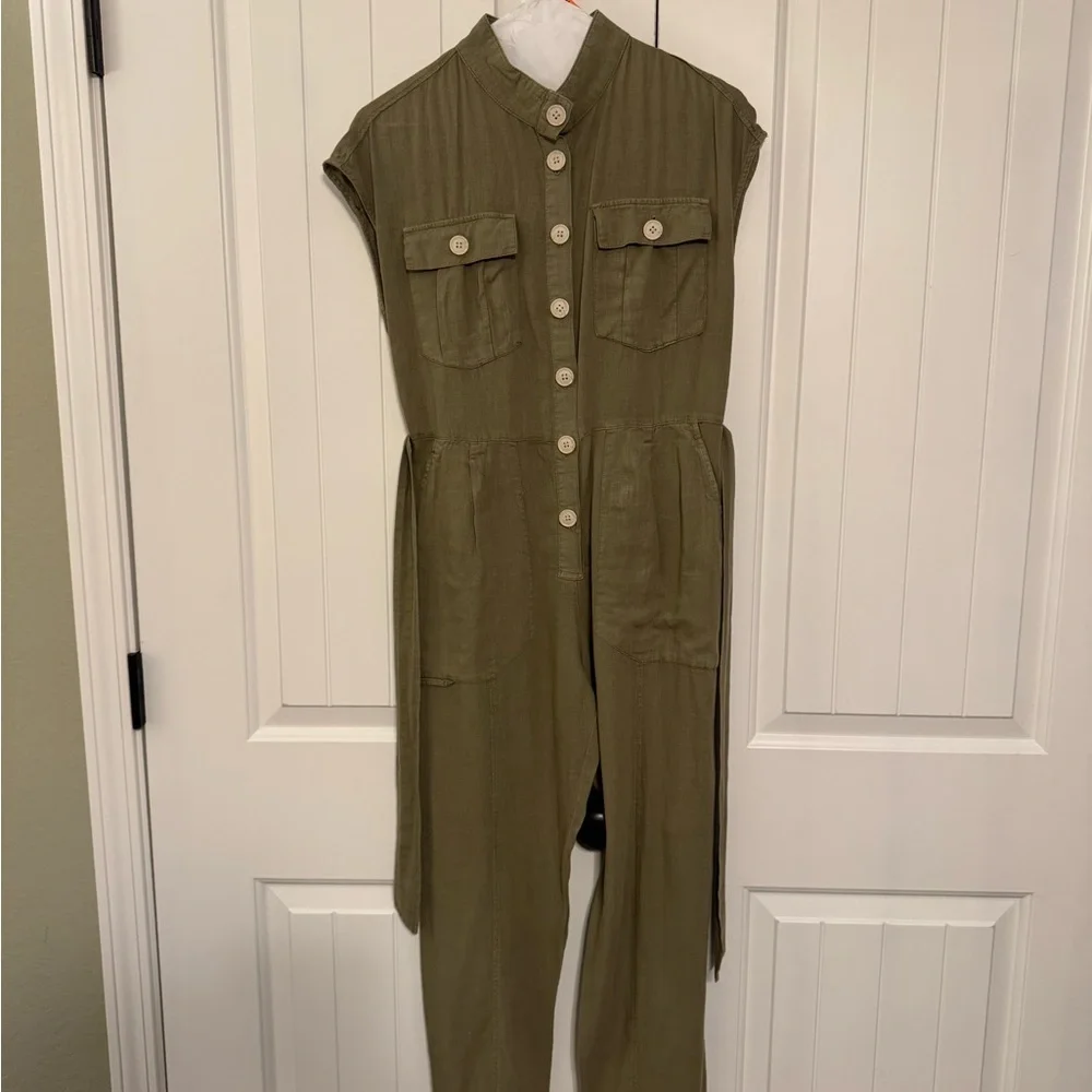 Zara Linen belted jumpsuit